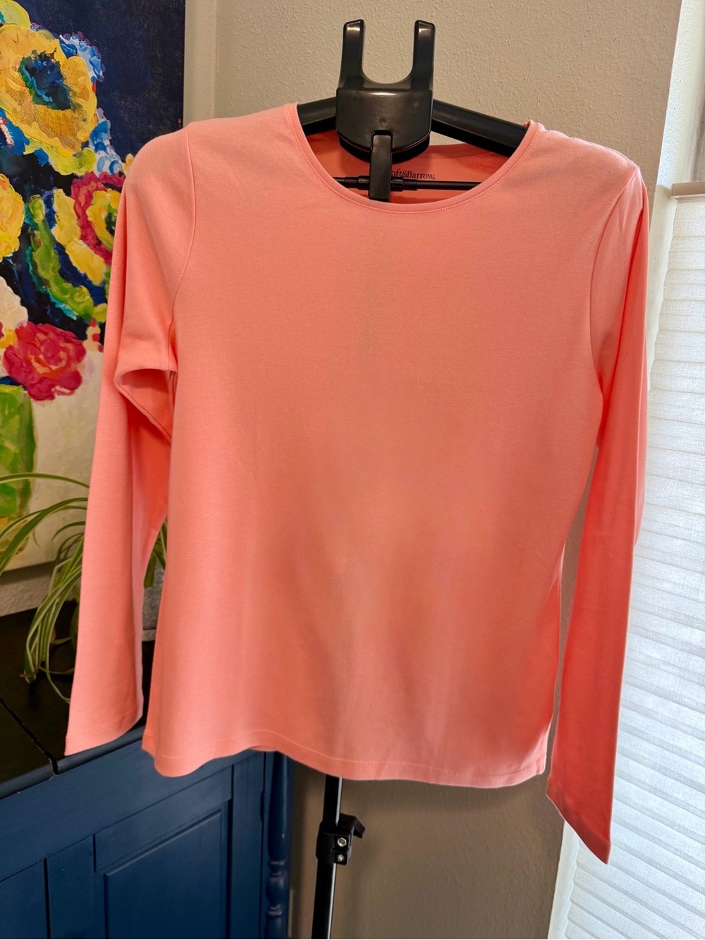 Croft & Barrow Women’s Medium Coral Long Sleeve Crewneck 100% Cotton NWT